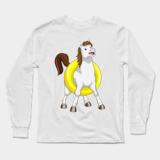 Horse as Swimmer with Lifebouy Long Sleeve T-Shirt